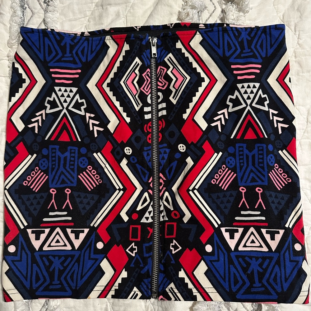 H&M Blue and Red Mini Skirt for Night Out
